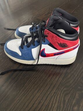 Nike Air Jordan 1 High Top Sneakers - White, Blue & Red